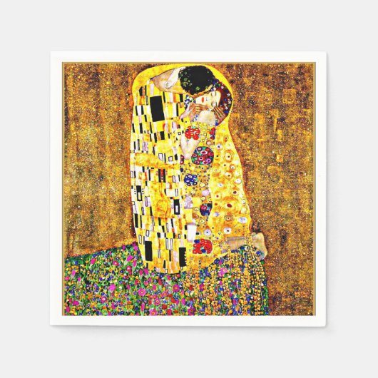 Serviette En Papier Le baiser, célèbre peinture de Gustav Klimt (Devant)