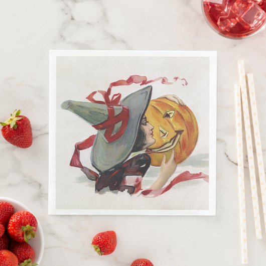 Serviette En Papier Le baiser de la sorcière : Jack-o'-lantern à Hallo (En situation)