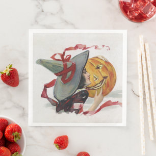 Serviette En Papier Le Baiser de la Sorcière : une Citrouille de Hallo