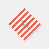 Serviette En Papier Le Beach Club Crest Orange Red Cabana Stripe (Coin)