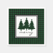 Serviette En Papier Le Buffalo Vert Vérifie Pins Arbres (Devant)