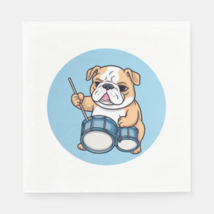 Serviette En Papier Le Bulldog qui Tambourine Rythmes et Bulldog Groov