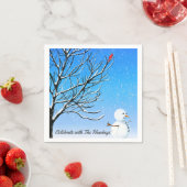 Serviette En Papier Le Cardinal et le Snowman (En situation)