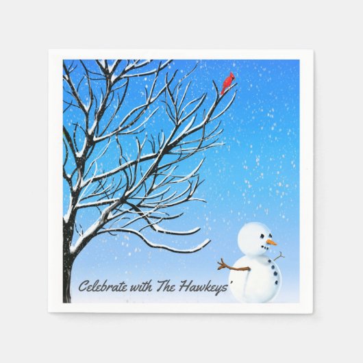 Serviette En Papier Le Cardinal et le Snowman (Devant)