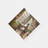 Serviette En Papier Le chat boit du café au café (Coin)