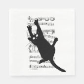 Serviette En Papier Le chat s'accroche aux notes de musique (Devant)