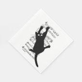 Serviette En Papier Le chat s'accroche aux notes de musique (Coin)