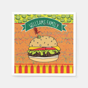 Serviette En Papier Le cheeseburger de BBQ d'été ajoutent le nom