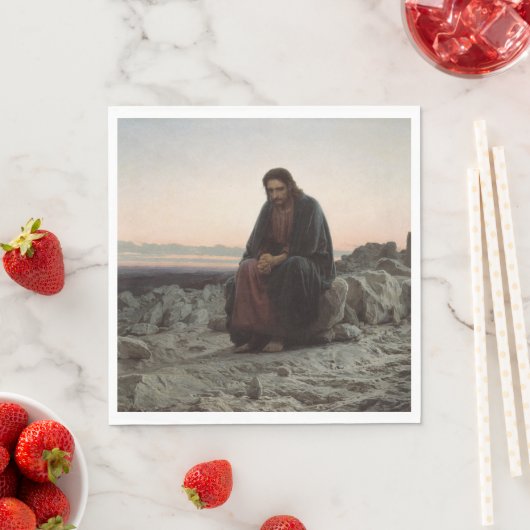 Serviette En Papier Le Christ dans le désert (par Ivan Kramskoi) (En situation)