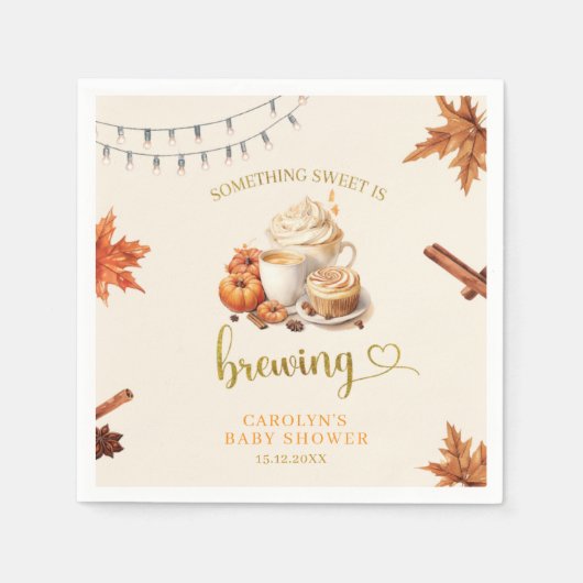 Serviette En Papier Le Citrouille d'automne brasse du café Feuillage P (Devant)