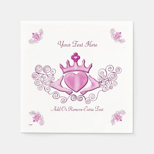 Serviette En Papier Le Claddagh (rose) (Devant)