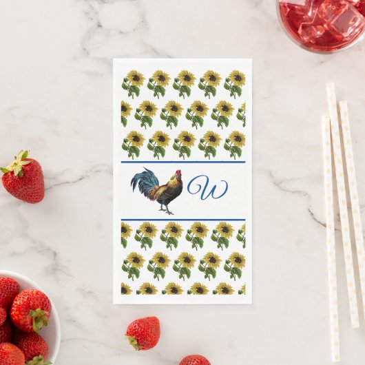 Serviette En Papier Le Coq Et Les Tournesols (En situation)