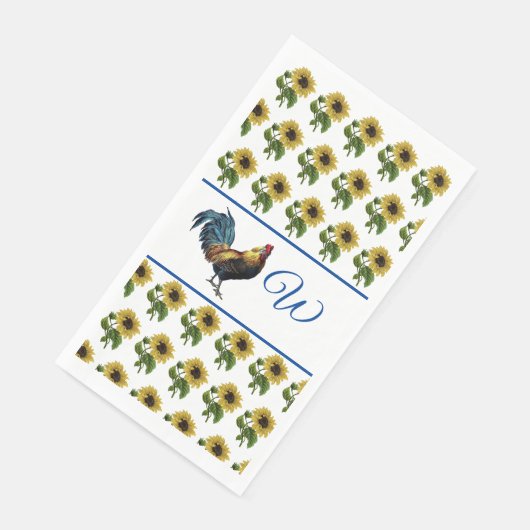 Serviette En Papier Le Coq Et Les Tournesols (Coin)