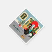 Serviette En Papier Le coq portugais avec un cadeau de Noël (Coin)