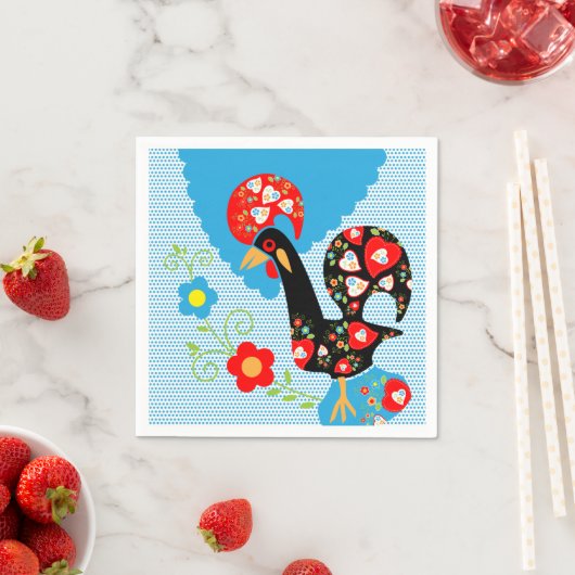 Serviette En Papier Le coq portugais de Barcelos (En situation)