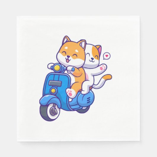 Serviette En Papier Le Couple Shiba Mignon (Devant)