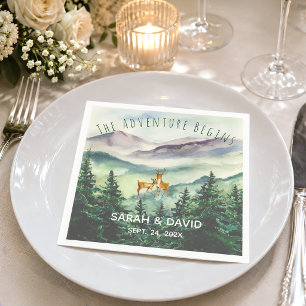 Serviette En Papier Le début de l'aventure Montagnes de mariage Pins