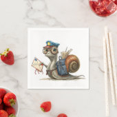 Serviette En Papier Le facteur d'escargot livre du courrier (En situation)