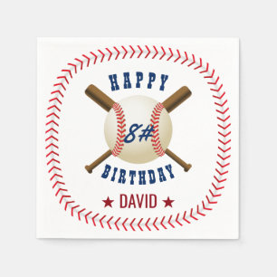 Serviette En Papier Le garçon de base-ball de joyeux anniversaire