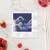 Serviette En Papier Le grand Hokusai Wave Chrome Carbon Aspect (En situation)
