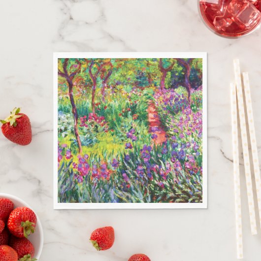Serviette En Papier Le jardin d'Iris à Giverny par Claude Monet (En situation)