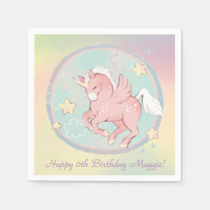 Serviette En Papier Le joli rose de licorne de Pegasus, pourpre
