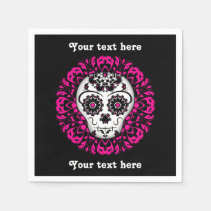 Serviette En Papier Le jour girly mignon du crâne mort de sucre