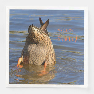 Serviette En Papier Le joyeux anniversaire base vers le haut du canard