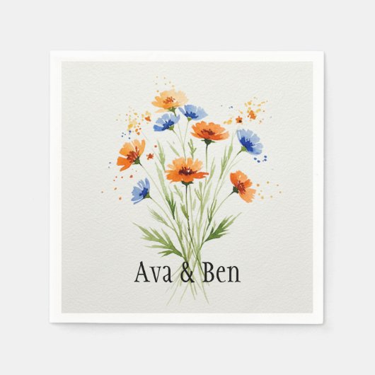 Serviette En Papier Le Mariage Fleur sauvage Embrace d'été (Devant)