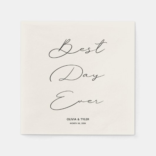 Serviette En Papier Le Meilleur Jour De Mariage Réception Cocktail Nap (Devant)