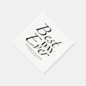 Serviette En Papier Le meilleur jour moderne | Mariage noir et blanc (Coin)