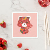Serviette En Papier Le mignon Panda Rouge (En situation)