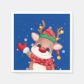 Serviette En Papier Le mignon Rudolph Le renne du nez rouge (Devant)