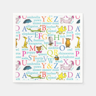 Serviette En Papier Le modèle ABC de Dr Seuss avec des mots
