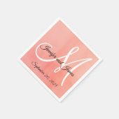 Serviette En Papier Le monogramme élégant d'aquarelle rose appelle le (Coin)