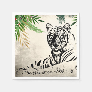 Serviette En Papier Le paradis du tigre sauvage et de la palme