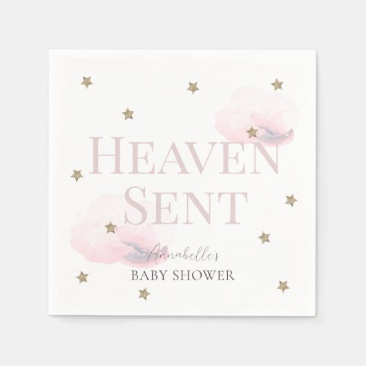 Serviette En Papier Le paradis envoyé Baby shower fille rose (Devant)