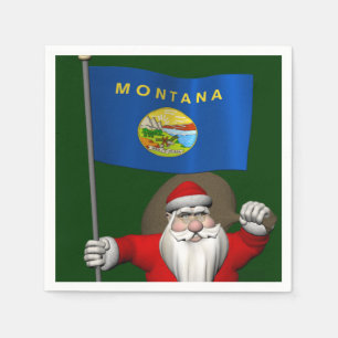 Serviette En Papier Le Père Noël Avec L'Enseigne Du Montana
