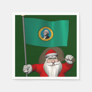 Serviette En Papier Le Père Noël Avec L'Ensigne De Washington