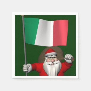 Serviette En Papier Le Père Noël Avec L'Ensigne D'Italie