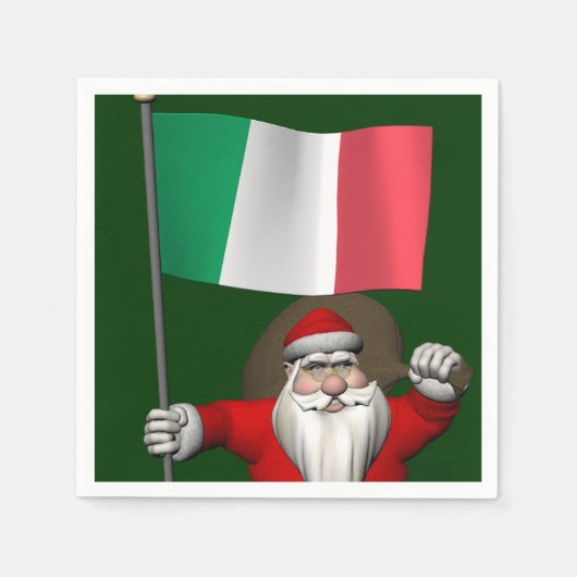 Serviette En Papier Le Père Noël Avec L'Ensigne D'Italie (Devant)