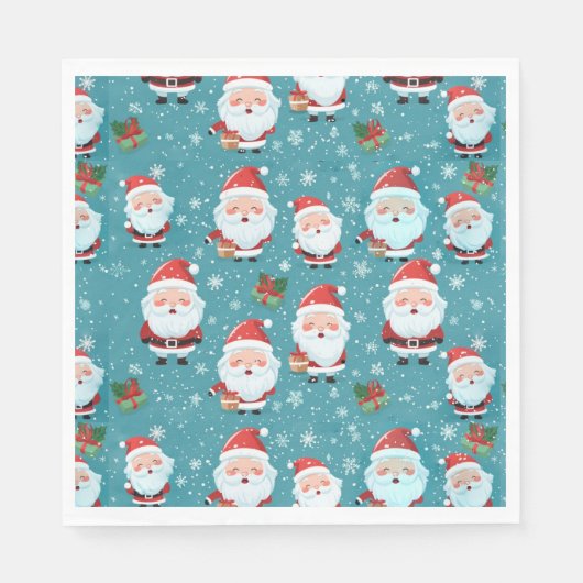 Serviette En Papier Le Père Noël Dans Les Snowflakes (Devant)