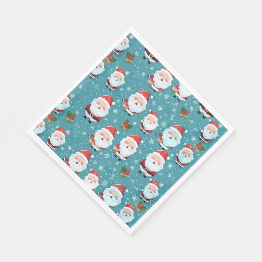 Serviette En Papier Le Père Noël Dans Les Snowflakes (Coin)