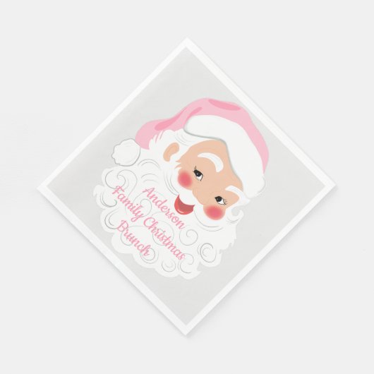 Serviette En Papier Le Père Noël en Casquette rose Noël (Coin)