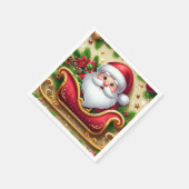 Serviette En Papier Le Père Noël Festif à Sleigh (Coin)