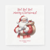 Serviette En Papier Le Père Noël présente la fête rouge (Devant)