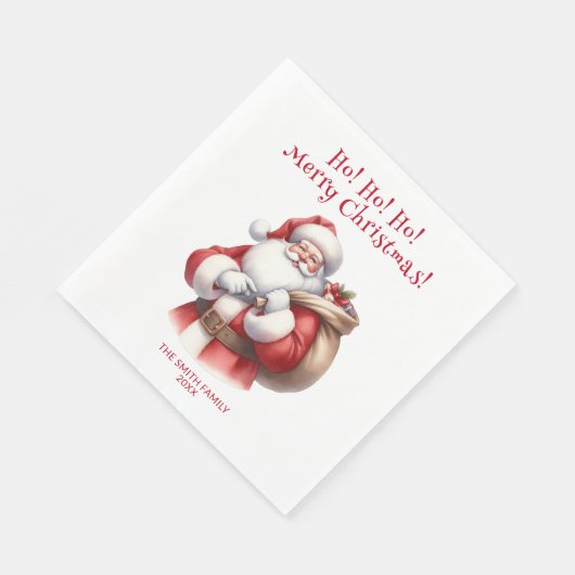 Serviette En Papier Le Père Noël présente la fête rouge (Coin)