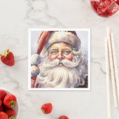 Serviette En Papier Le Père Noël rétro dans un Noël Casquette rouge (En situation)