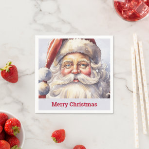 Serviette En Papier Le Père Noël rétro dans un Noël Casquette rouge