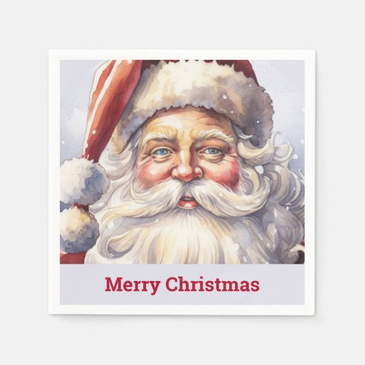 Serviette En Papier Le Père Noël rétro dans un Noël Casquette rouge (Devant)